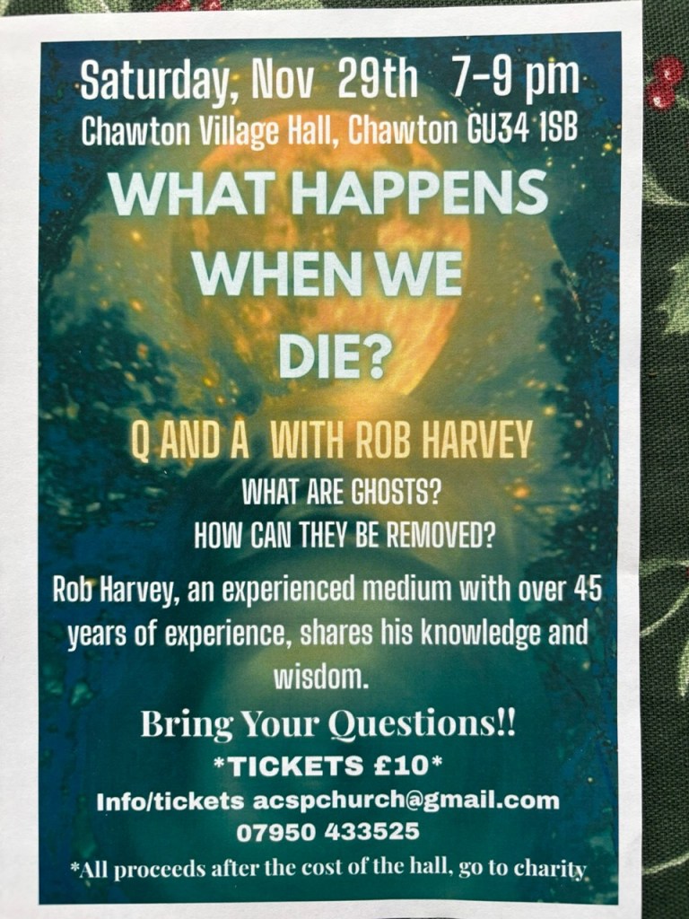 Learn about a Life After Death event hosted by Rob Harvey here in Surrey.